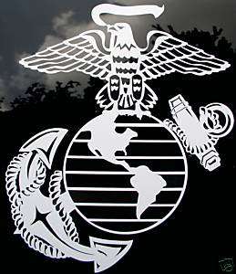 x8 White Eagle Globe and Anchor Decal USMC Military  