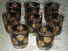   Libbey Black Gold Coins Old Fashionedl Glasses Whiskey Bar Barware