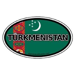 Turkmenistan in Turkmen Flag Car Bumper Sticker Decal Oval