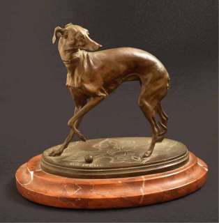 Extraordinary Whippet Dog Animalier Bronze Sculpture after Mene Red 