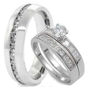   Engagement Wedding Bridal Ring Set (Size Mens 7 Womens 7): Jewelry