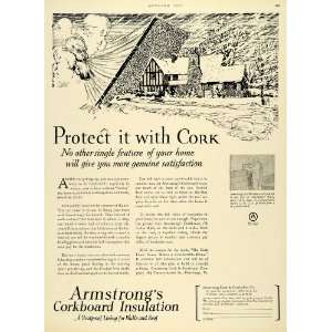 1927 Ad Armstrong Corkboard Insulation House Building 