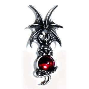 Majestic Dragon Pin with Red Swarovski Crystal