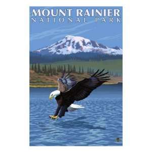 Mt. Rainier National Park, Washington, Eagle Fishing Giclee Poster 