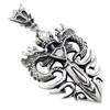Mens Silver Double Dragons CZ Sword Stainless Steel Pendant + Chain 