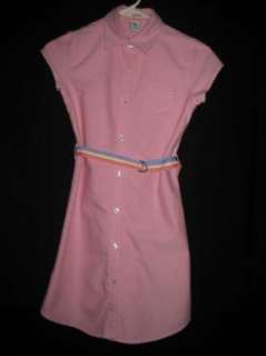 Gap Pink Oxford Dress & Belt Girls Medium 7 8 EUC  