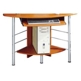 Deluxe Corner Tower Computer Workstation Desk   Honey Pine 