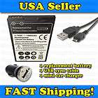   mAh Battery + Car Auto Charger + USB Sync Cable HTC Droid Eris Android