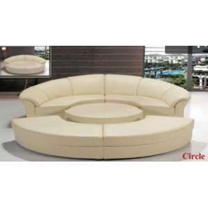   Furniture Ev2276 White Leather Circular Sectional Sofa