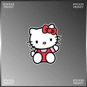  Hello Kitty Sitting Down Waving Vinyl Decal Bumper Sticker 