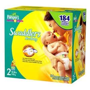  Pampers Swaddlers, Size 2, Economy Plus Pack, 184 ct Baby