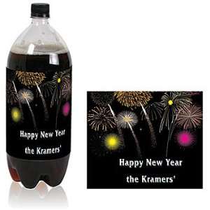  New Years Fireworks Personalized Soda Bottle Labels   Qty 