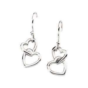    14k White Gold Linked Double Hearts Earrings: Everything Else