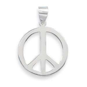 Peace Sign Sterling Silver Pendant Necklace with 18 inch Italian snake 