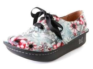 Alegria Womens ABBI SURREAL White & Floral Print Leather Oxfords Shoes 
