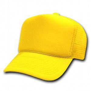 by Decky Solid Trucker Caps, Yellow Mesh Trucker Style Cap 