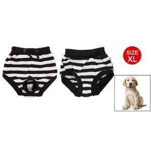   Dog White Black Striped Elastic Wasit Diaper Pants XL: Pet Supplies