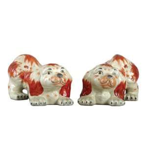   Style Pair of Orange Dogs Statue and Sculpture, 8 in.: Home & Kitchen