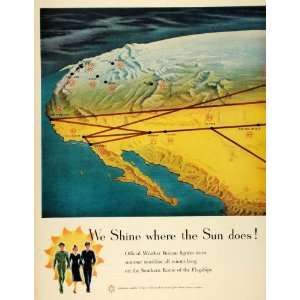  1950 Ad American Airlines Sunshine Route United States 