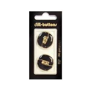  Dill Buttons 23mm 2 Hole Enamel Black/Gold 2 pc (6 Pack 