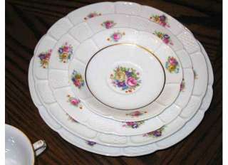 ROSENTHAL BAVARIA PINK YELLOW ROSES 5 PIECE PLACE SETTING  