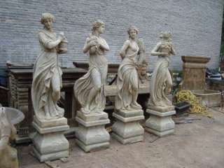 SEASON HAND CARVED ANTIQUE STYLE STATUES AND BASE  