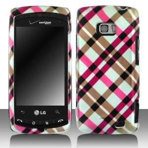 LG VS740 Ally US740 Apex Hot Pink Plaid Case Cover Protector (free ESD 