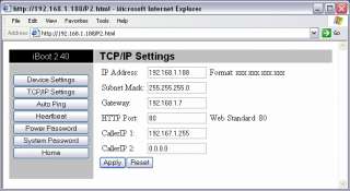 iBoot DC IP addressed, Web Controlled power switch  