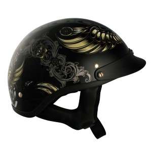 VCAN V531 Crusier Harley Black Aviator Half Helmet ~S  