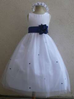 White Wedding Dress on New White Royal Blue Wedding Flower Girl Pageant Dress