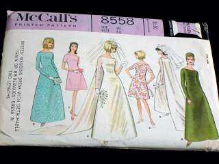 Vintage 60s McCalls Wedding Dress Pattern # 8558 Bust 36  