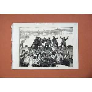   1871 Mob Paris Rioters Drowning Police Agent River Art
