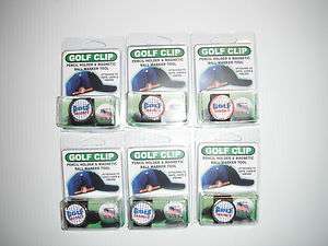   BALL MARKER HAT CLIP PENCIL HOLDER TOOLS LOT OF 6 GOLF ADDICT MAGNETIC