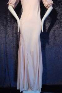 SPECTACULAR DESIGN vintage 1930s bias CUT gown DRESS Full SWEEP pink 