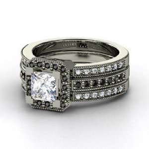 Va Voom Ring, Princess Diamond 14K White Gold Ring with Black Diamond 
