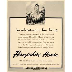  1939 Ad Hampshire House Douglas Elliman Central Park S 