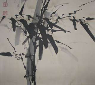 J357:Chinese Scroll Painting of Bamboo by Dong Shouping  