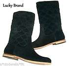 NIB $158 Lucky Brand Suede Afina Mid Calf Black Boot 5