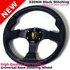 Dodge Ford Focus 320mm Black Stitches Race Steering Wheel with Horn 