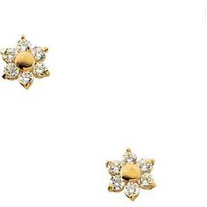  14K Yellow Gold Pair 05.00 Mm;P;Childrens Cz Cluster 