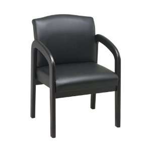    Faux Leather Espresso Finish Wood Visitor Chair: Home & Kitchen