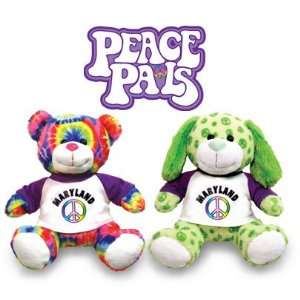   Maryland Peace Pals green PUPPY or tie dyed TEDDY bear: Toys & Games