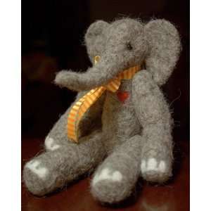  Gray Elephant   Needle Felted Wool Animal 
