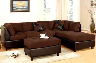 MICROFIBER SECTIONAL SOFA COUCH FREE OTTOMAN & PILLOWS  
