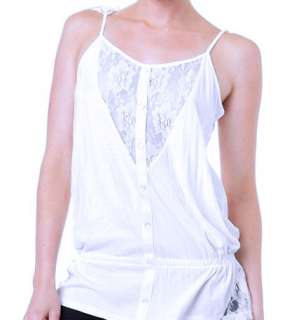 ONEILL~ WHITE VINTAGE KASSIE LACE INSET TANK  