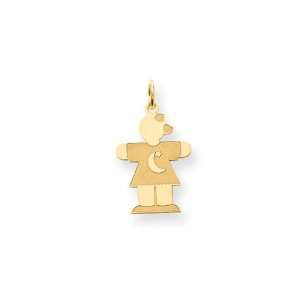    24k Gold Plated Moon Star Small Girl Charm Pendant: Jewelry