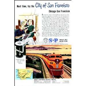 1951 Vintage Ad Southern Pacific Lines Next time, try the City of San 