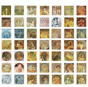 Alphonse Mucha Art Nouveau Collage Sheet Scrabble CD  