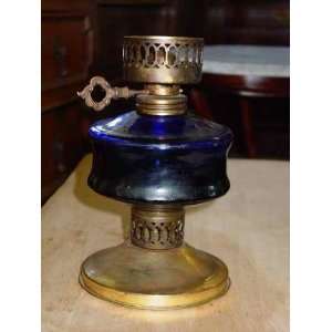  Hong Kong Vintage Blue Glass Oil Lamp by Sailboat: Home 