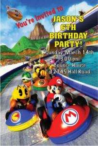 Super Mario Kart Birthday Party Invitations w/envelopes  